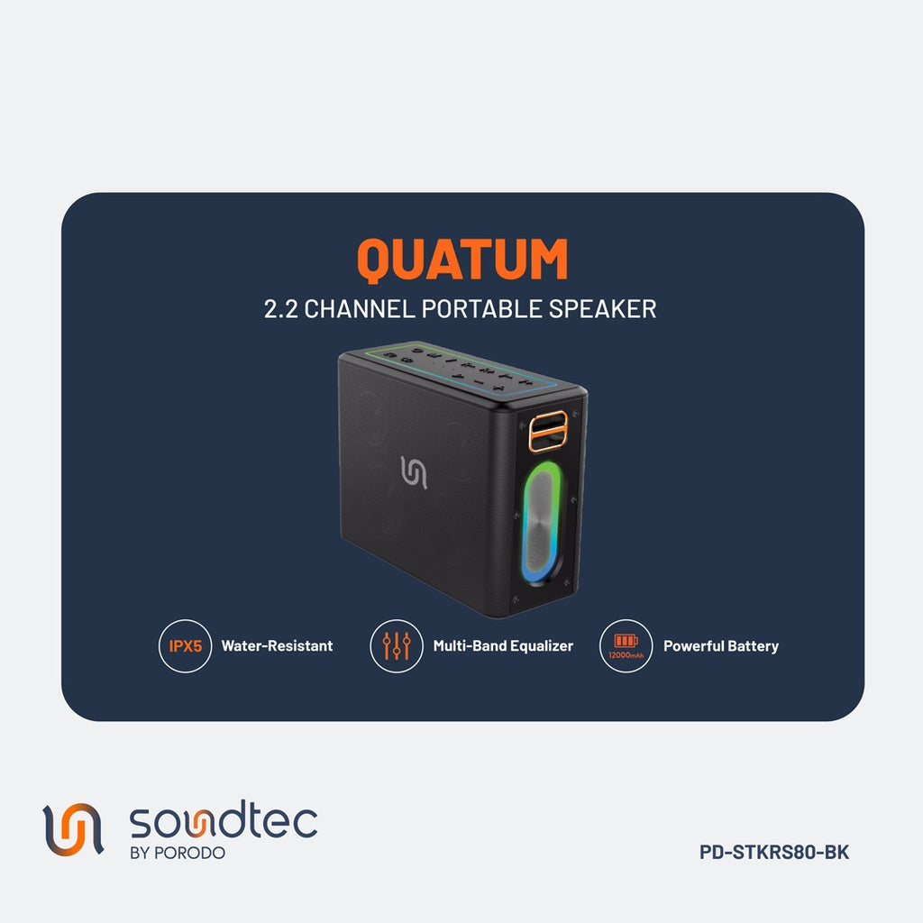 Porodo Soundtec Quantum 2.2 Channel Portable Speaker 100W - W Stooore