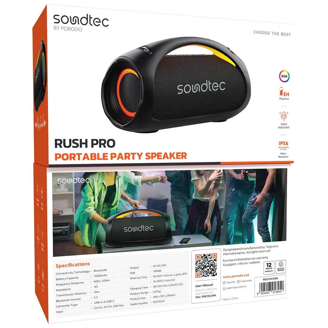 Porodo Soundtec Rush Pro Portable Party Speaker - W Stooore
