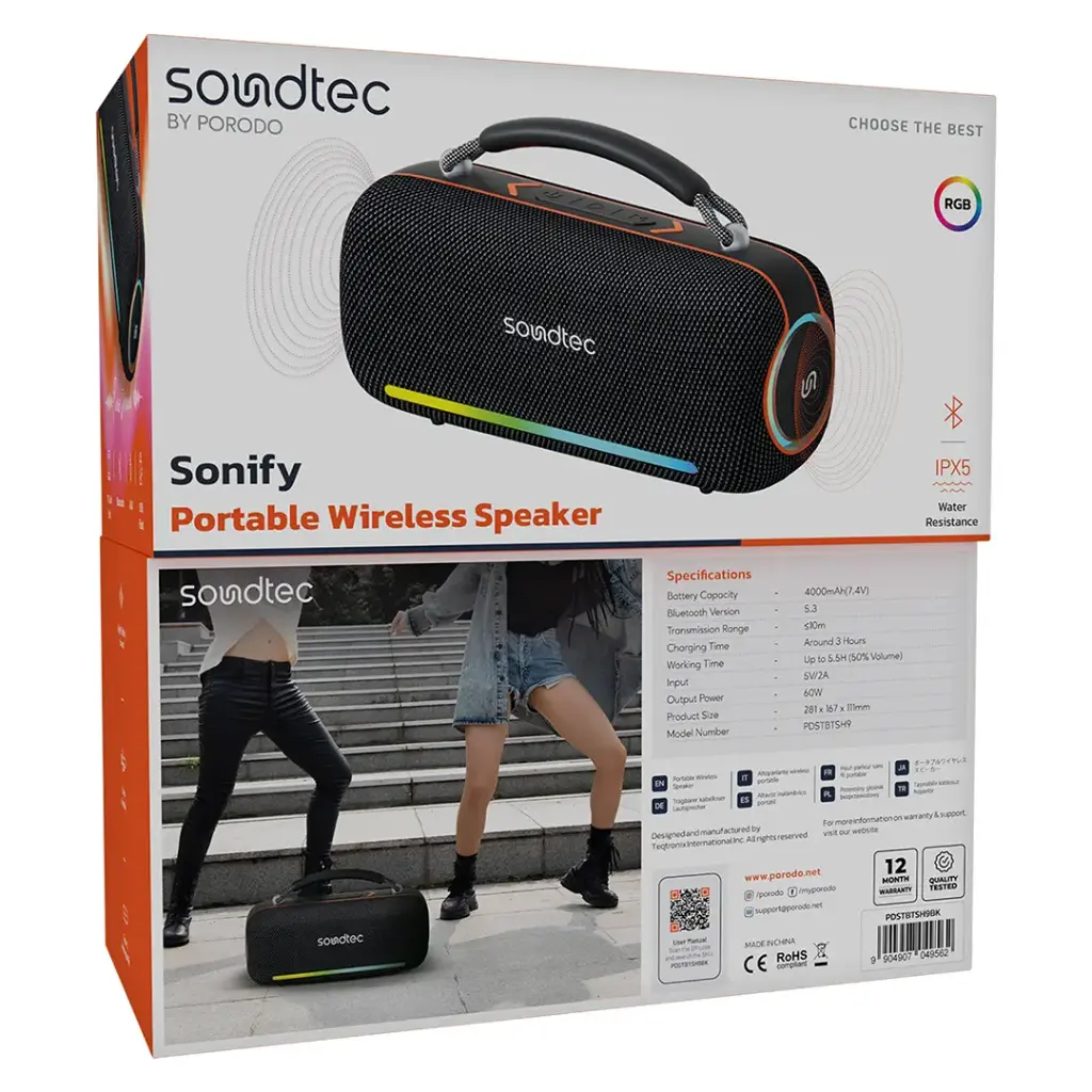 Porodo Soundtec Sonify Portable Wireless Speaker - W Stooore