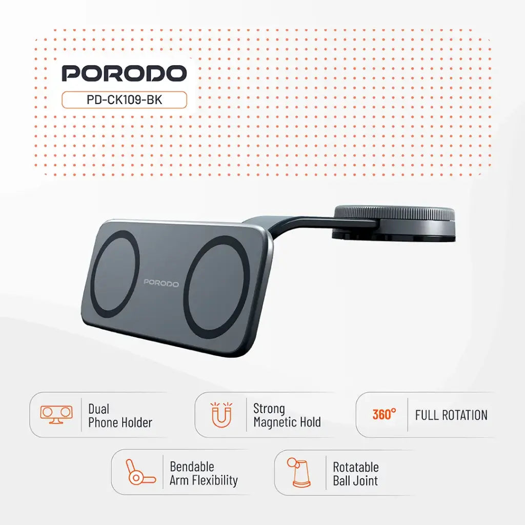 Porodo Vacuum & Adhesive Magnetic Car Mount - W Stooore