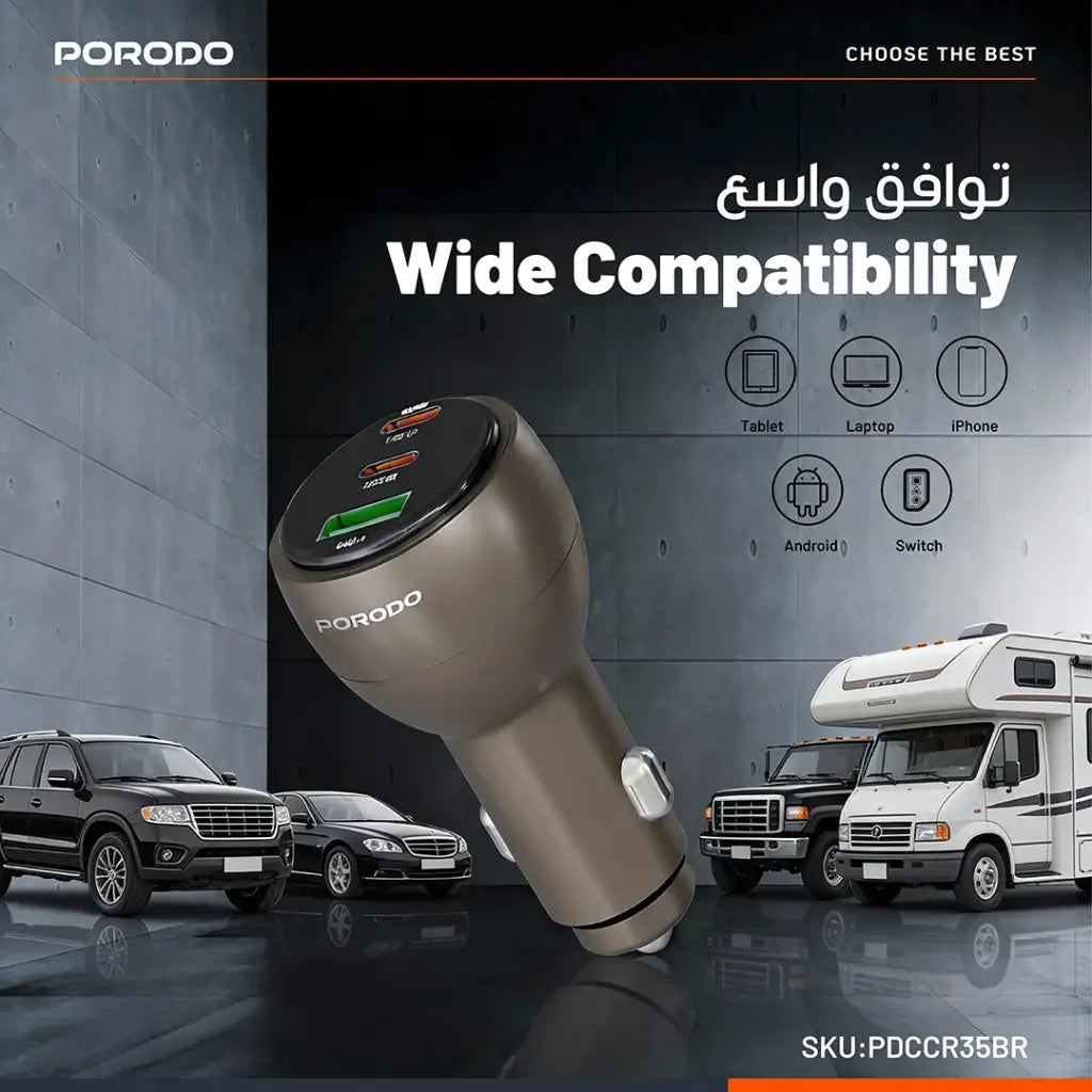 Porodo Valtro Multi-Port Car Charger - W Stooore