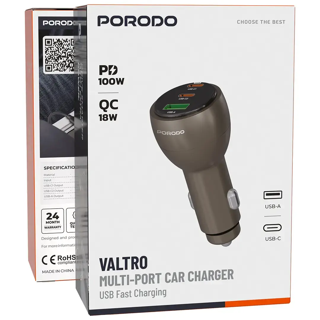 Porodo Valtro Multi-Port Car Charger - W Stooore