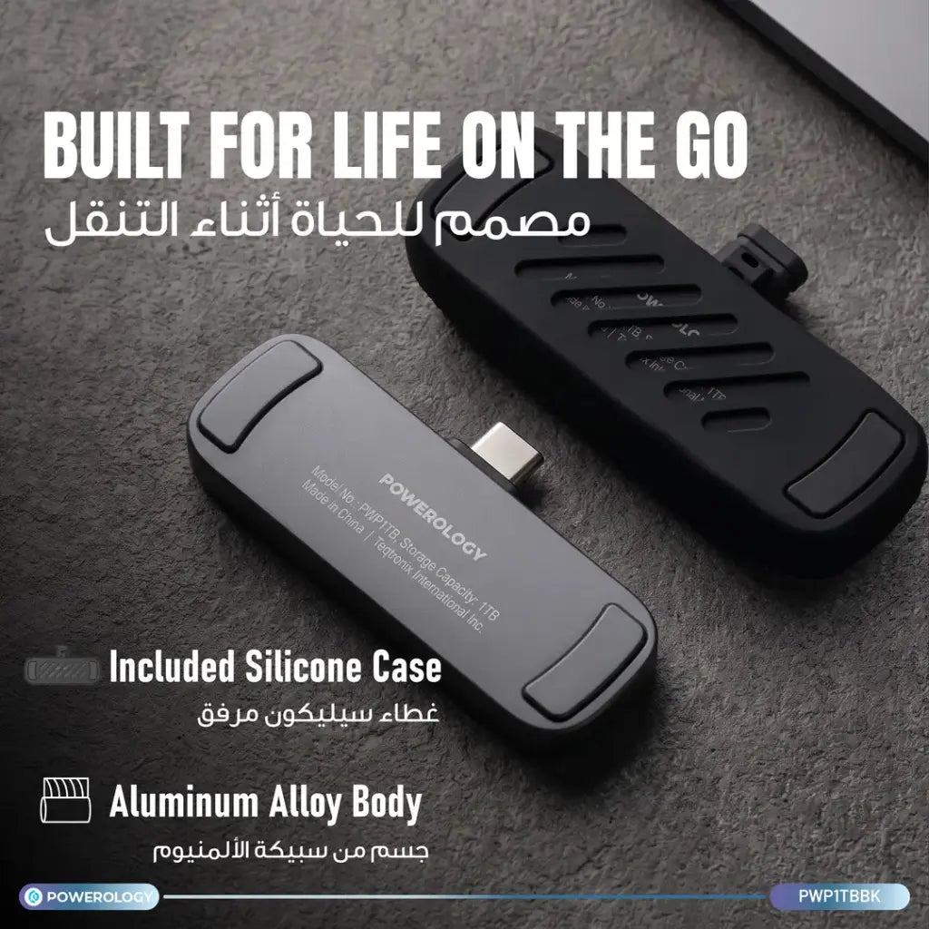 Powerology Vaultx 1 TB Mini Portable SSD Drive - W Stooore