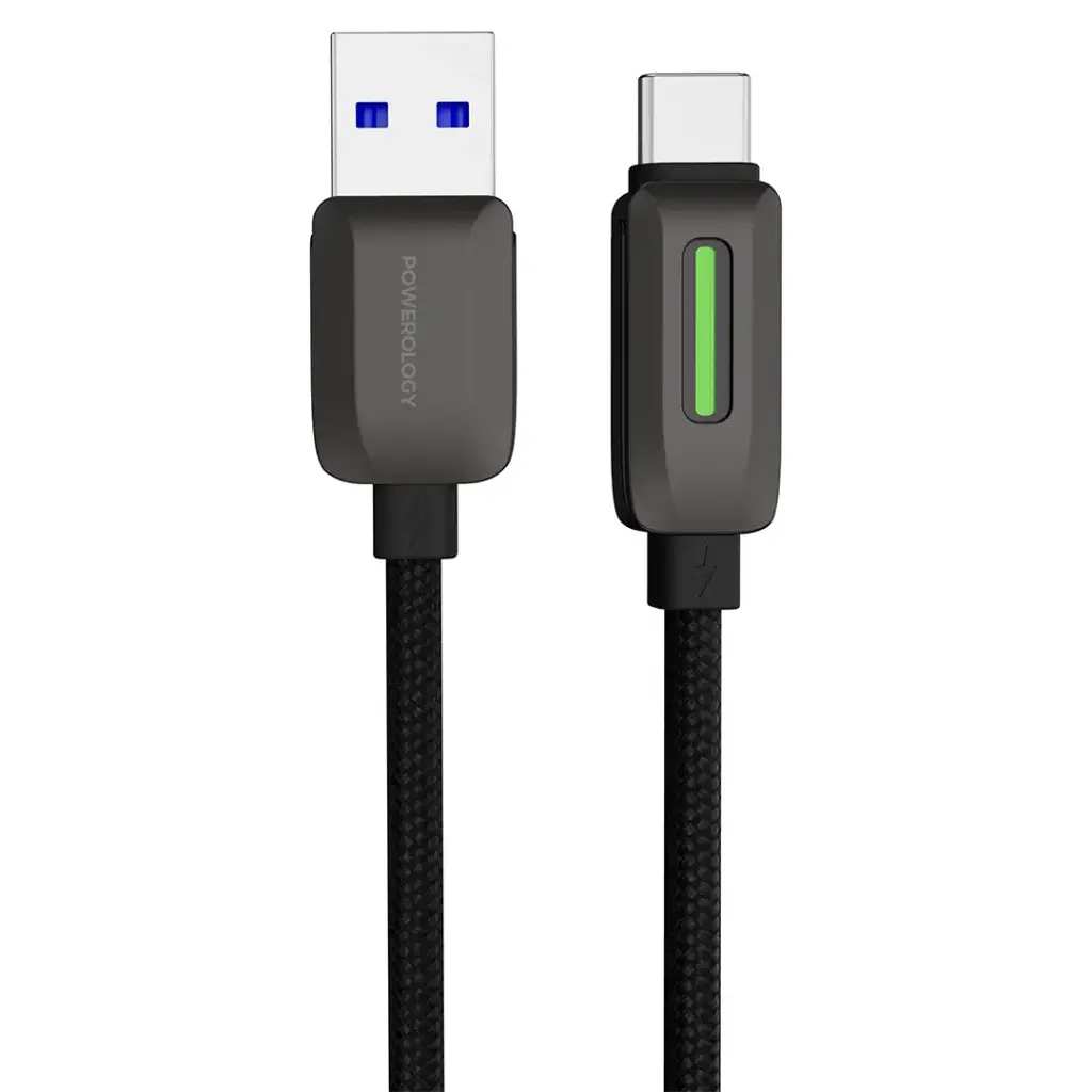كابل باورولوجي مضفر USB-A إلى USB-C بقوة 12 واط - أسود
