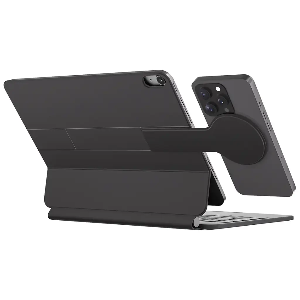 حافظة لوحة مفاتيح لاسلكية Powerology DynaBoard مع حامل هاتف MagSafe مصممة لجهاز iPad Pro مقاس 11 بوصة (M4) - أسود