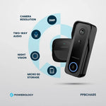 Powerology IP65 265GB 3MP Infrared Smart Camera Doorbell 5200mAh with Voice - W Stooore