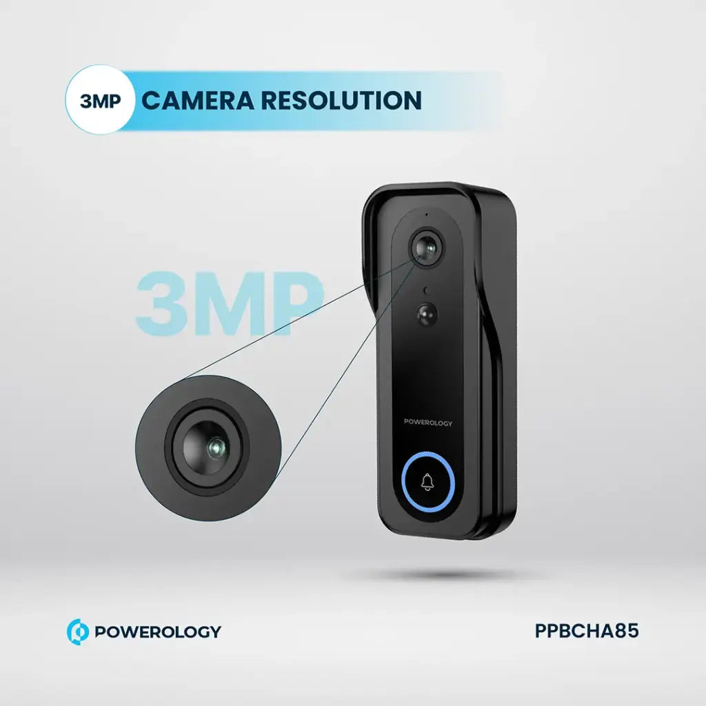Powerology IP65 265GB 3MP Infrared Smart Camera Doorbell 5200mAh with Voice - W Stooore