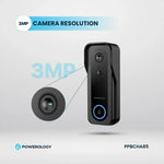 Powerology IP65 265GB 3MP Infrared Smart Camera Doorbell 5200mAh with Voice - W Stooore