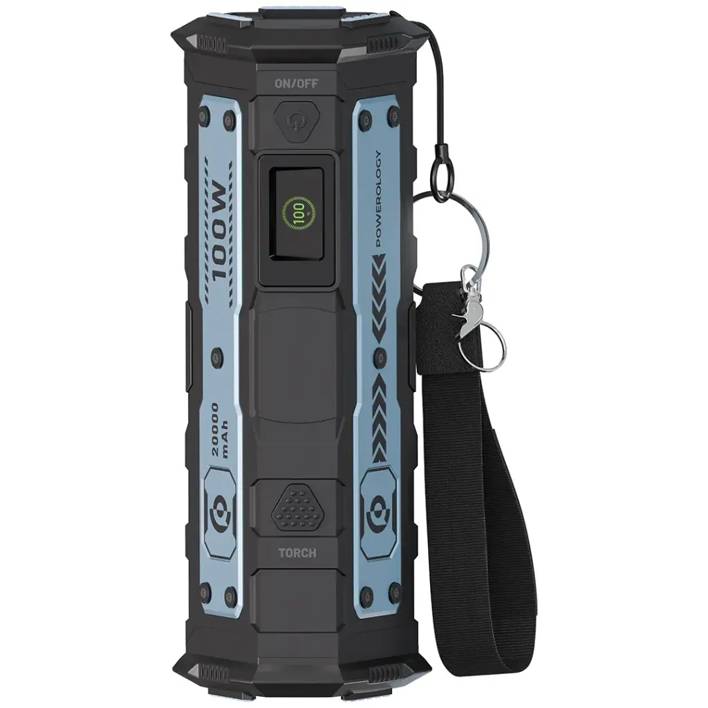 Powerology TorchPower 20000mAh Power Bank  Built-in Flashlight - Black