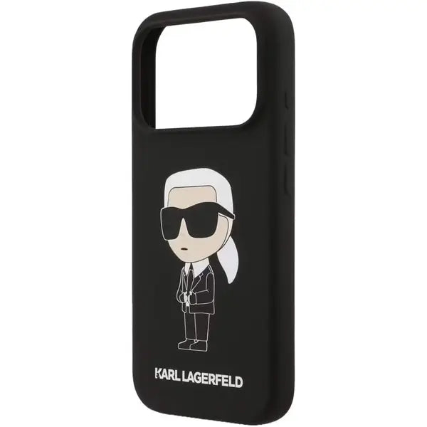 Karl Lagerfeld Liquid Silicone Case With Ikonik NFT Logo – iPhone 17 Pro Max - Black