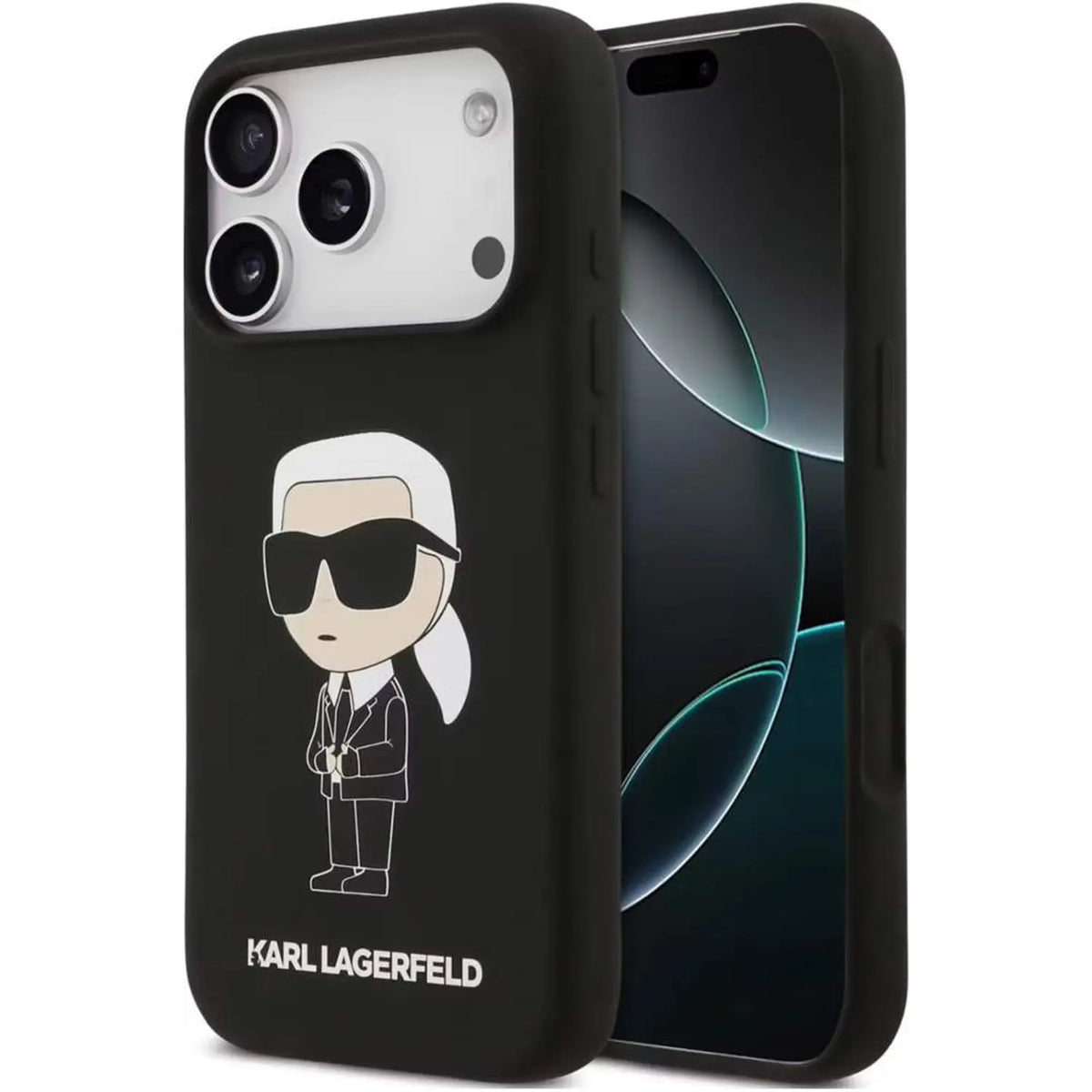 Karl Lagerfeld Liquid Silicone Case With Ikonik NFT Logo – iPhone 17 Pro Max - Black