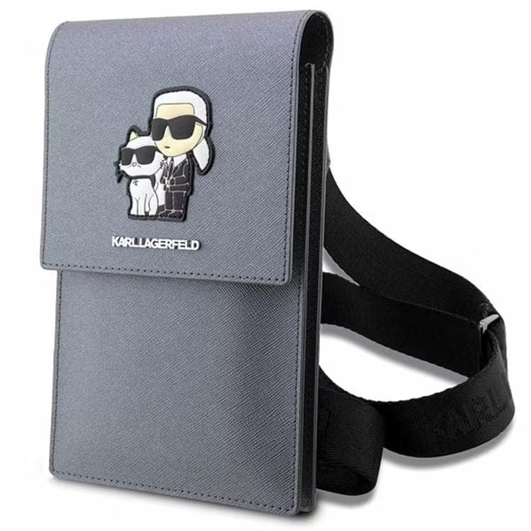 Karl Lagerfeld Saffiano K&C NFT Phone Pouch - Silver