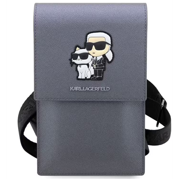 Karl Lagerfeld Saffiano K&C NFT Phone Pouch - Silver