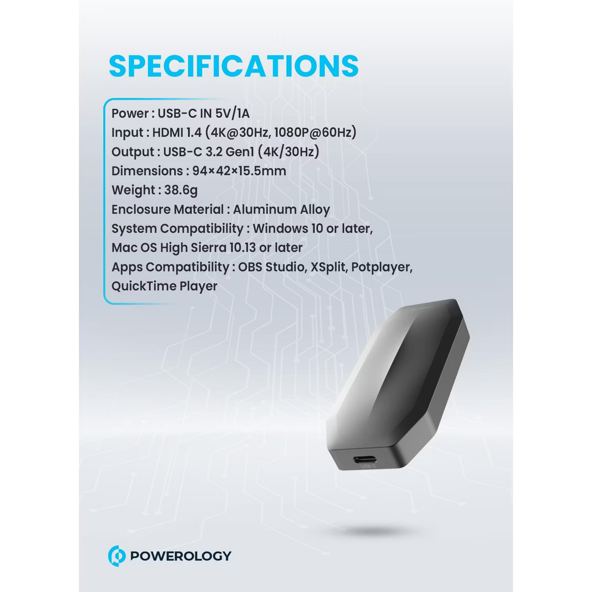 Powerology Audio & Video 4K Capture Card Multi-Device Broadcasting - W Stooore