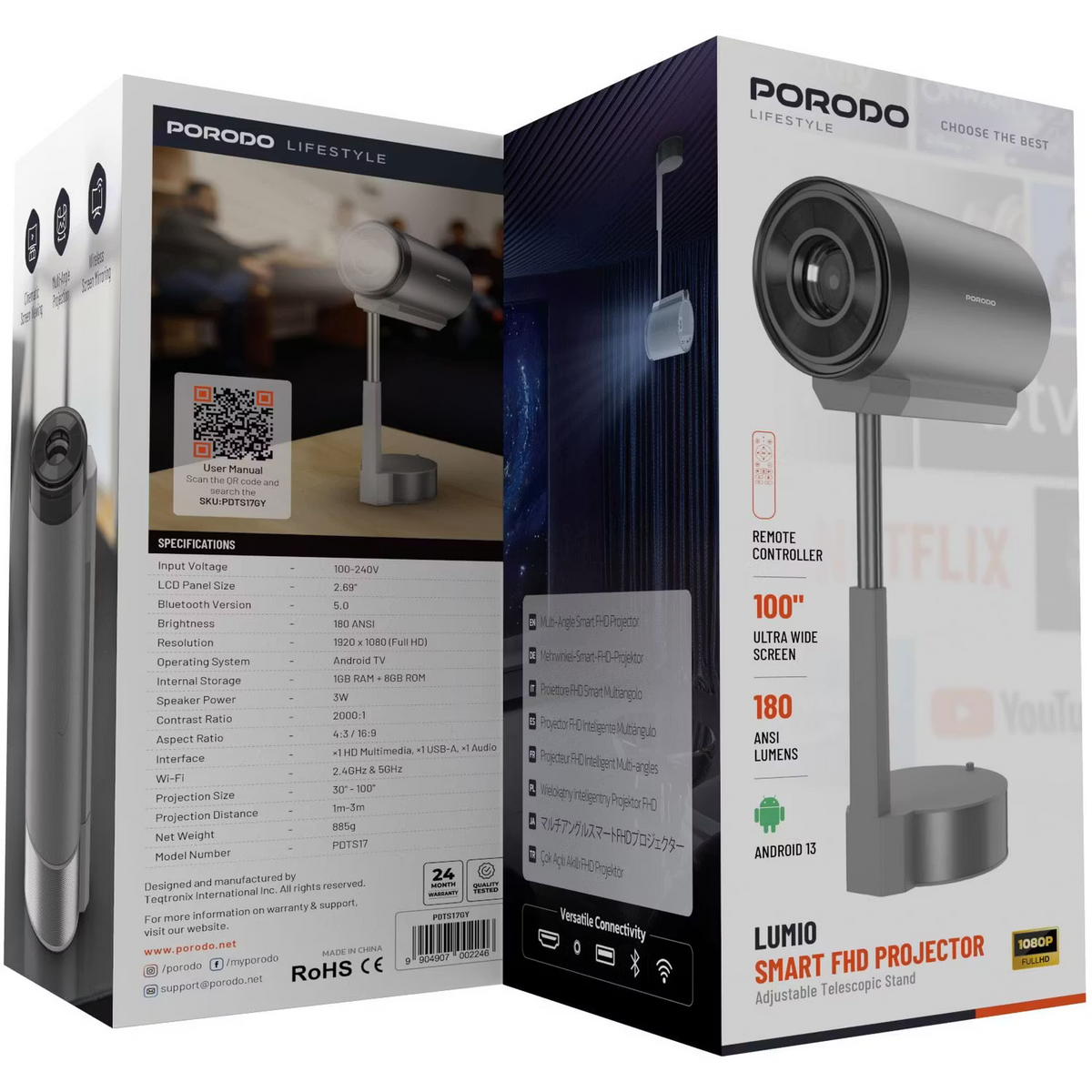 Porodo Lifestyle Lumio Smart FHD Projector - W Stooore