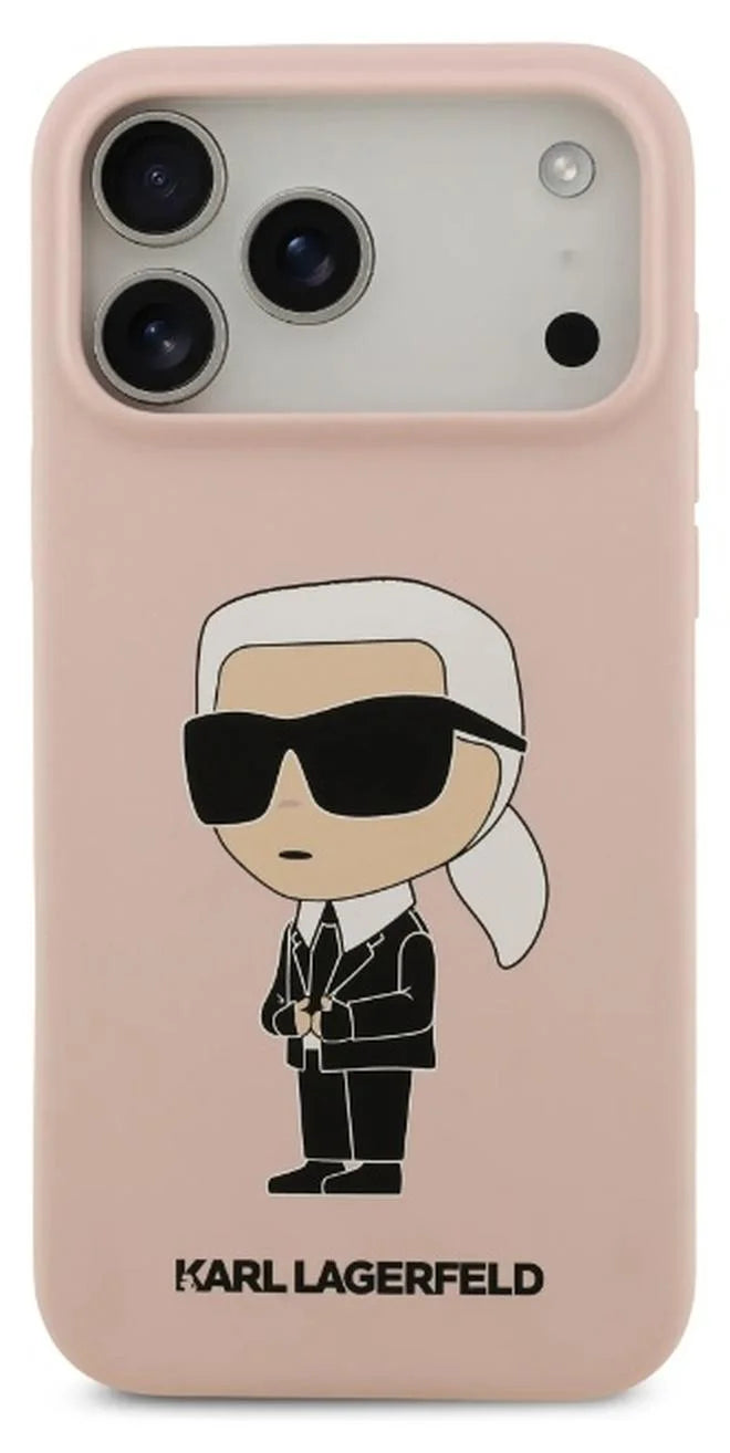 Karl Lagerfeld Liquid Silicone Case With Ikonik NFT Logo – iPhone 17 Pro Max - Pink