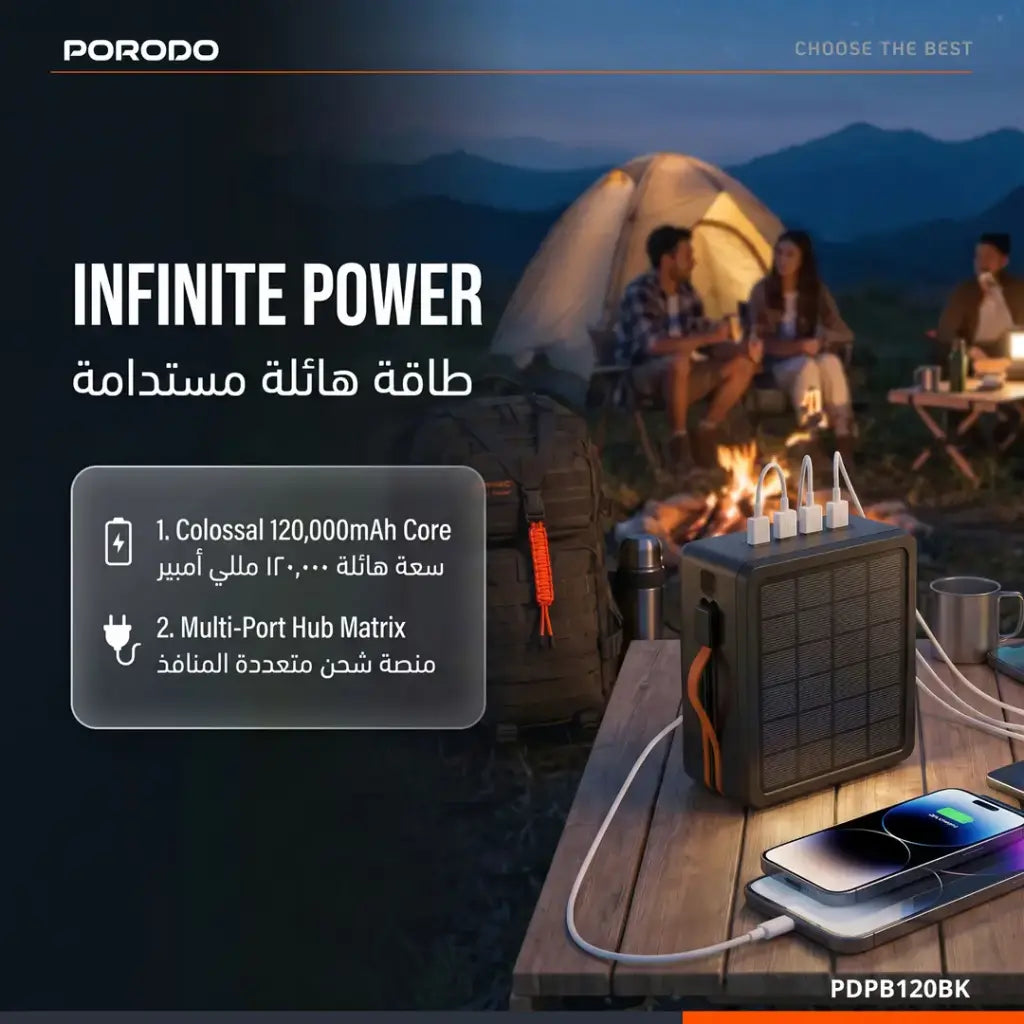 Porodo LAROS 120000mAh Solar Power Bank - W Stooore